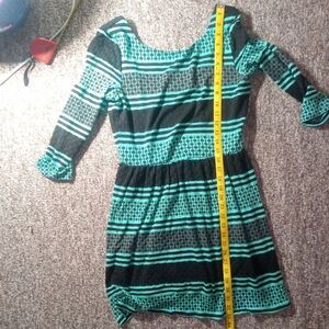 Love reign dress or long top mint green black and some grey designs women's Med.